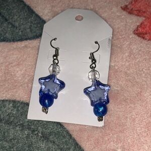 Blue Star Dangle Earrings